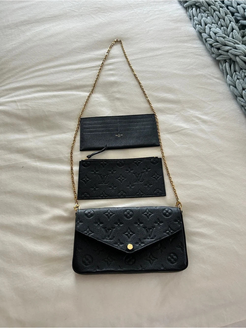Louis Vuitton Black Monogram Envelope Crossbody with Gold Chain
